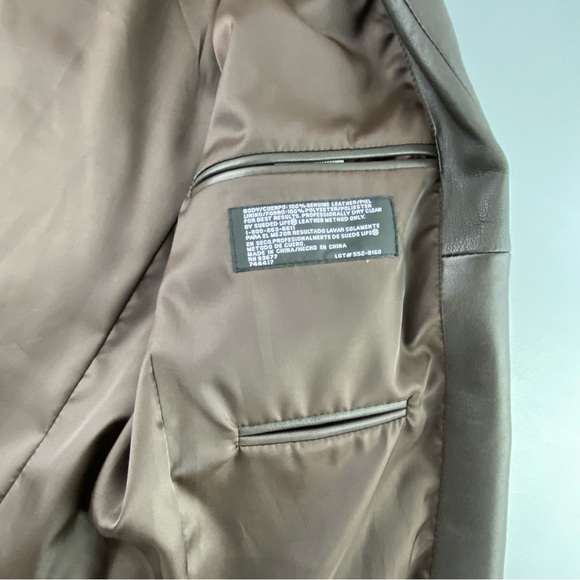 J. Ferrar Leather Double Breasted 3 Button Blazer in Dark Brown, Men's Medium - Picture 9 of 16